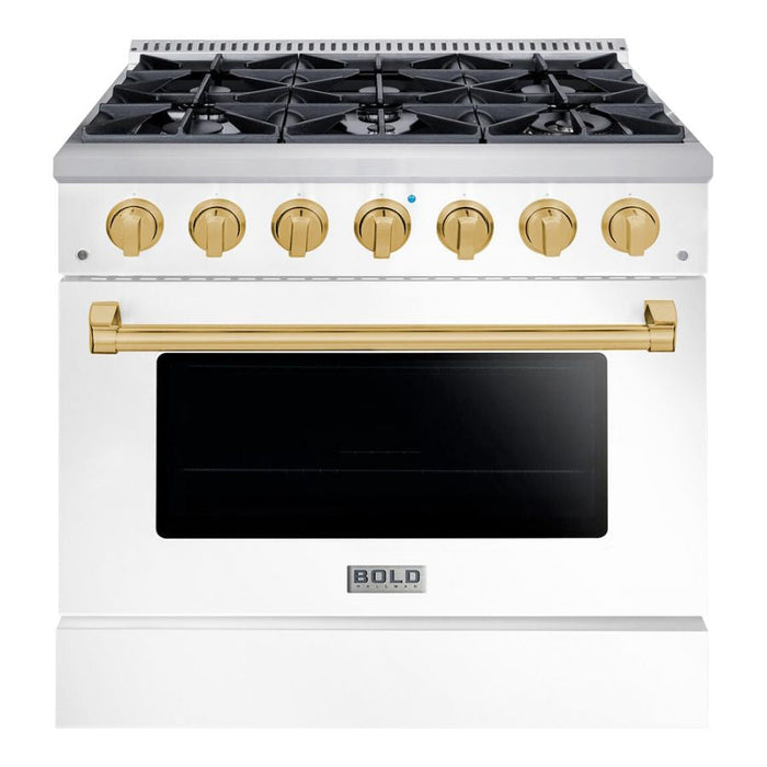 Hallman BOLD 36” 5.2 Cu.Ft. 6 Burner Freestanding Dual Fuel Range and Electric Oven - HBRDF36