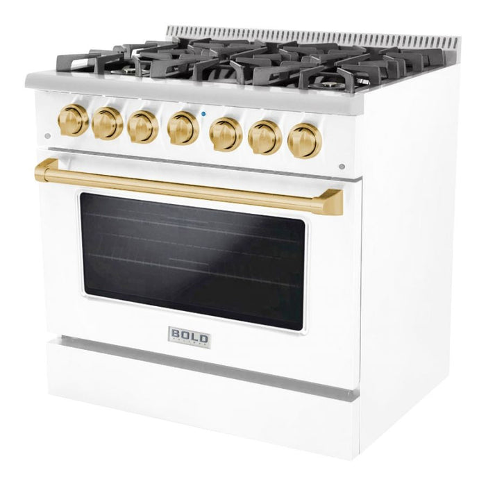 Hallman BOLD 36” 5.2 Cu.Ft. 6 Burner Freestanding Dual Fuel Range and Electric Oven - HBRDF36