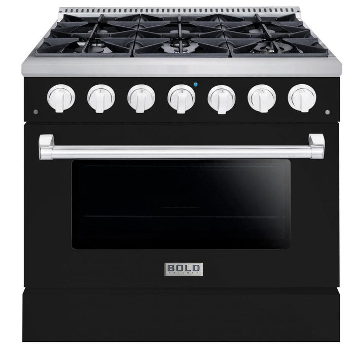 Hallman BOLD 36” 5.2 Cu.Ft. 6 Burner Freestanding Dual Fuel Range and Electric Oven - HBRDF36