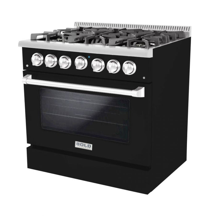 Hallman BOLD 36” 5.2 Cu.Ft. 6 Burner Freestanding Dual Fuel Range and Electric Oven - HBRDF36