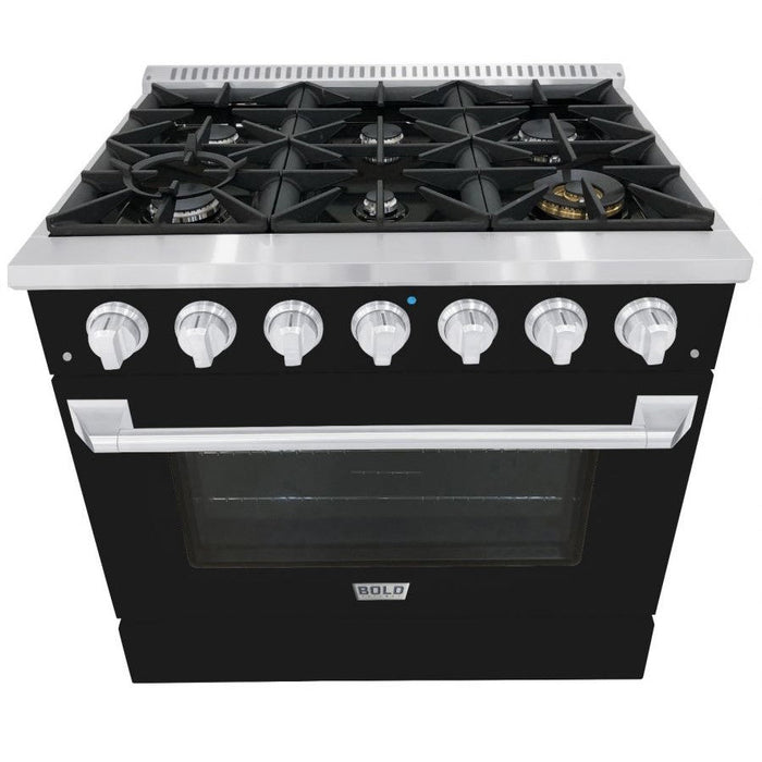 Hallman BOLD 36” 5.2 Cu.Ft. 6 Burner Freestanding Dual Fuel Range and Electric Oven - HBRDF36