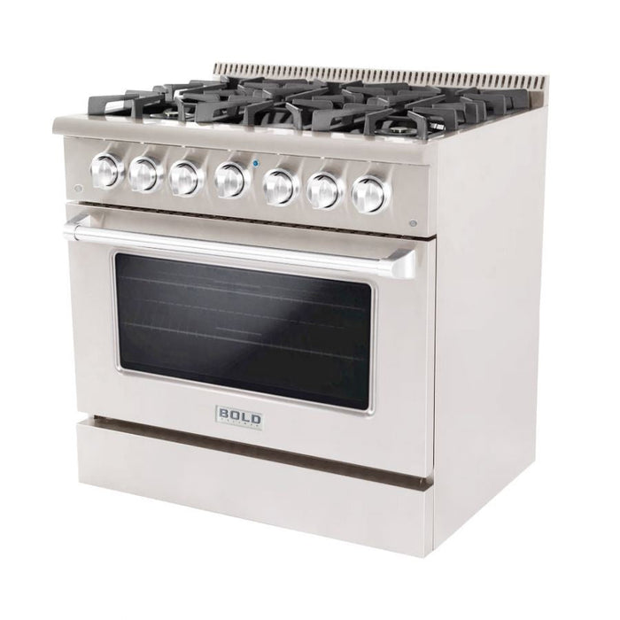 Hallman BOLD 36” 5.2 Cu.Ft. 6 Burner Freestanding Dual Fuel Range and Electric Oven - HBRDF36