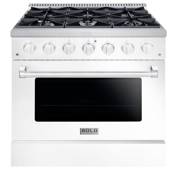 Hallman BOLD 36” 5.2 Cu.Ft. 6 Burner Freestanding Dual Fuel Range and Electric Oven - HBRDF36