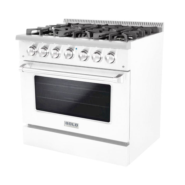 Hallman BOLD 36” 5.2 Cu.Ft. 6 Burner Freestanding Dual Fuel Range and Electric Oven - HBRDF36