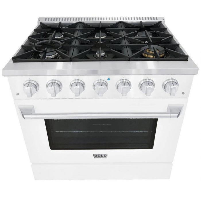 Hallman BOLD 36” 5.2 Cu.Ft. 6 Burner Freestanding Dual Fuel Range and Electric Oven - HBRDF36