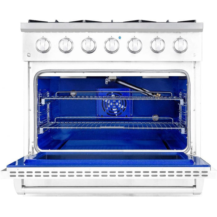 Hallman BOLD 36” 5.2 Cu.Ft. 6 Burner Freestanding Dual Fuel Range and Electric Oven - HBRDF36