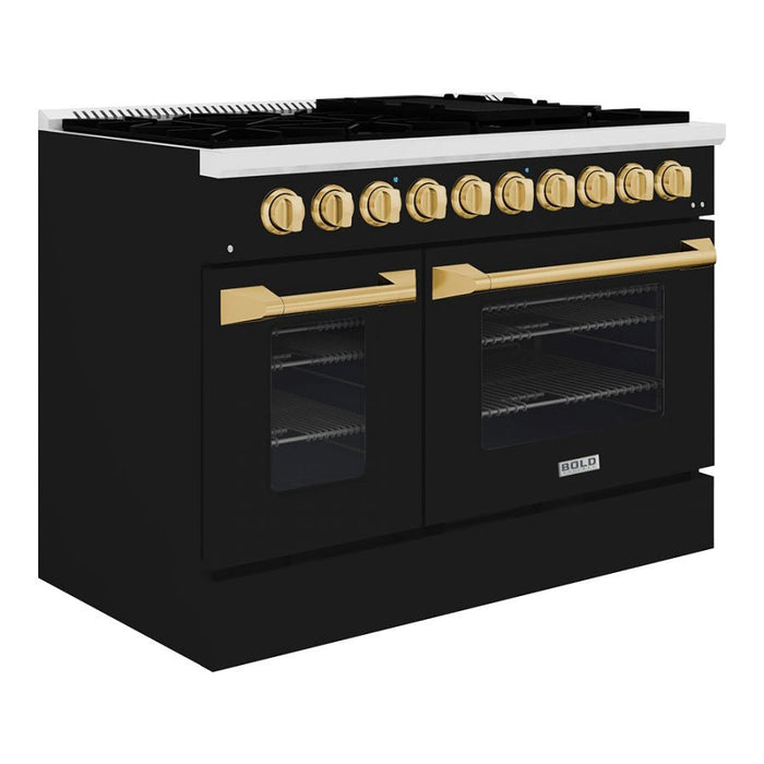 Hallman BOLD 48” 6.7 Cu.Ft. 8 Burner Freestanding Dual Fuel Range and Electric Oven - HBRDF48