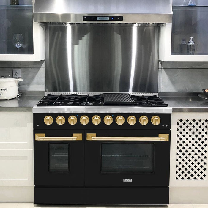 Hallman BOLD 48” 6.7 Cu.Ft. 8 Burner Freestanding Dual Fuel Range and Electric Oven - HBRDF48