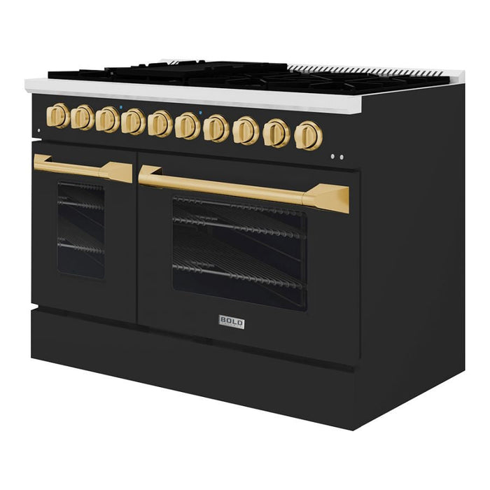 Hallman BOLD 48” 6.7 Cu.Ft. 8 Burner Freestanding Dual Fuel Range and Electric Oven - HBRDF48