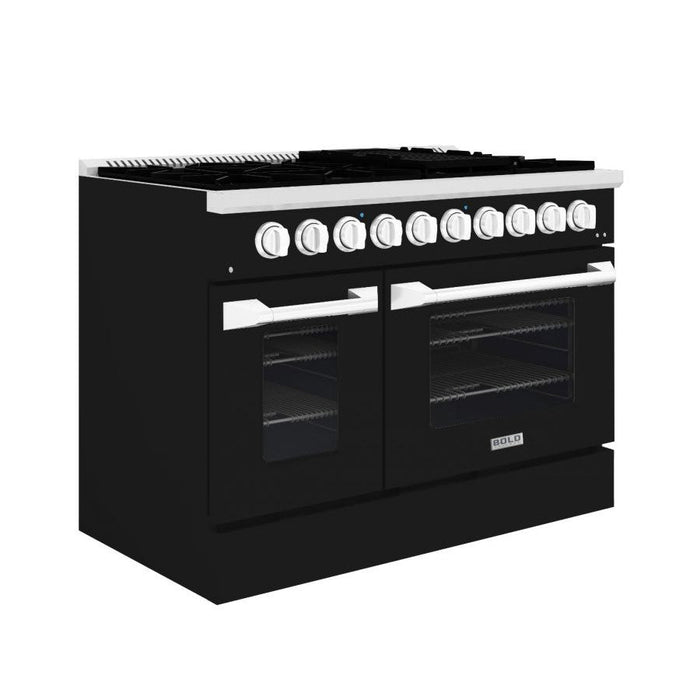 Hallman BOLD 48” 6.7 Cu.Ft. 8 Burner Freestanding Dual Fuel Range and Electric Oven - HBRDF48