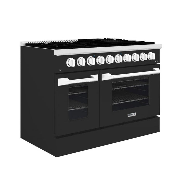 Hallman BOLD 48” 6.7 Cu.Ft. 8 Burner Freestanding Dual Fuel Range and Electric Oven - HBRDF48