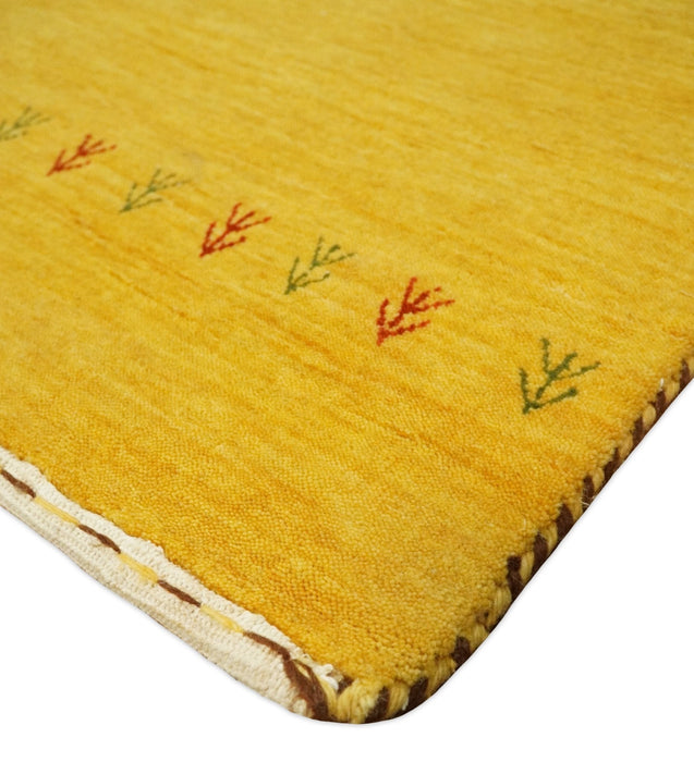 Hallway Runner Solid Gold Wool Hand Woven traditional Southwestern Tribal Lori Gabbeh Rug| LOR3