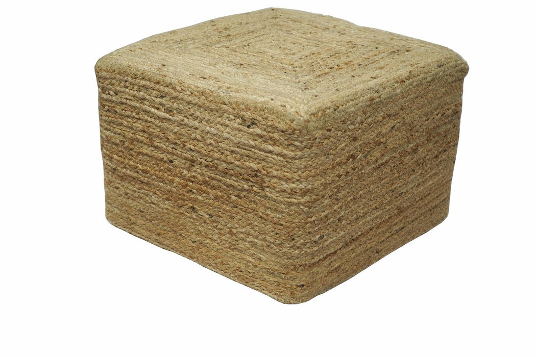 Natural Brown Jute Pouf, Hand Braided boho Pouf Ottoman Footstool, Side table, Seat , Foot Rest, Living Room, Bedroom | JP1