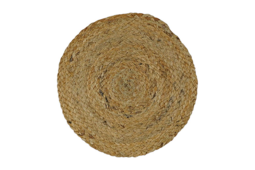Hand Braided Solid Round natural Brown Jute Rug | JR6