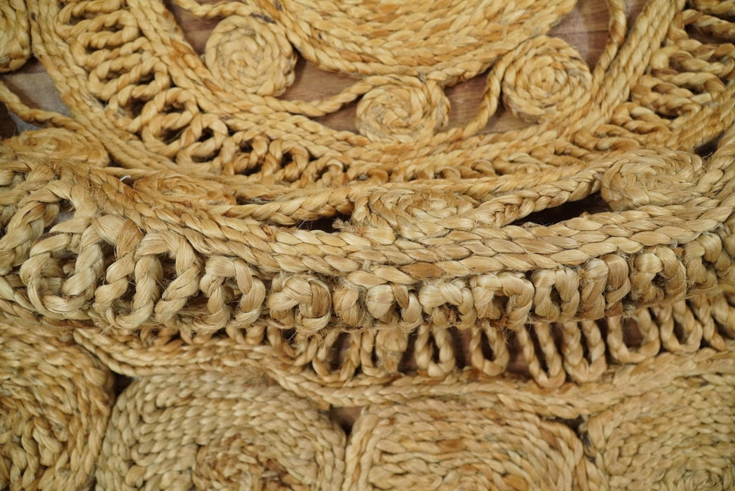 Hand Braided Solid Round Natural Brown Jute Silsal Rug | JR12