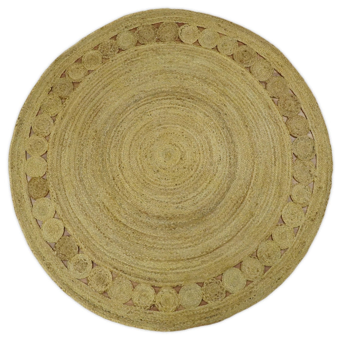 Hand Braided Solid Round natural Brown Jute Sisal Rug | JR13