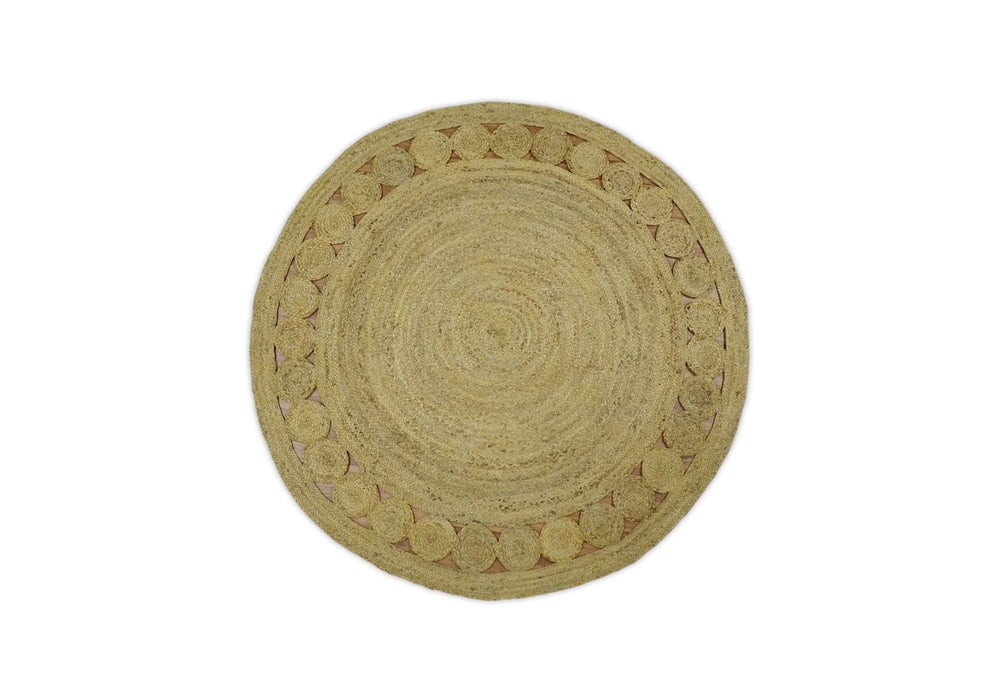 Hand Braided Solid Round natural Brown Jute Sisal Rug | JR13