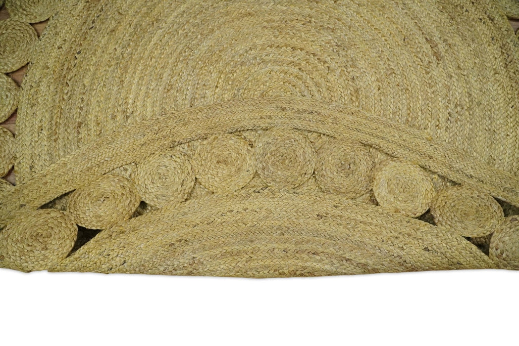 Hand Braided Solid Round natural Brown Jute Sisal Rug | JR13