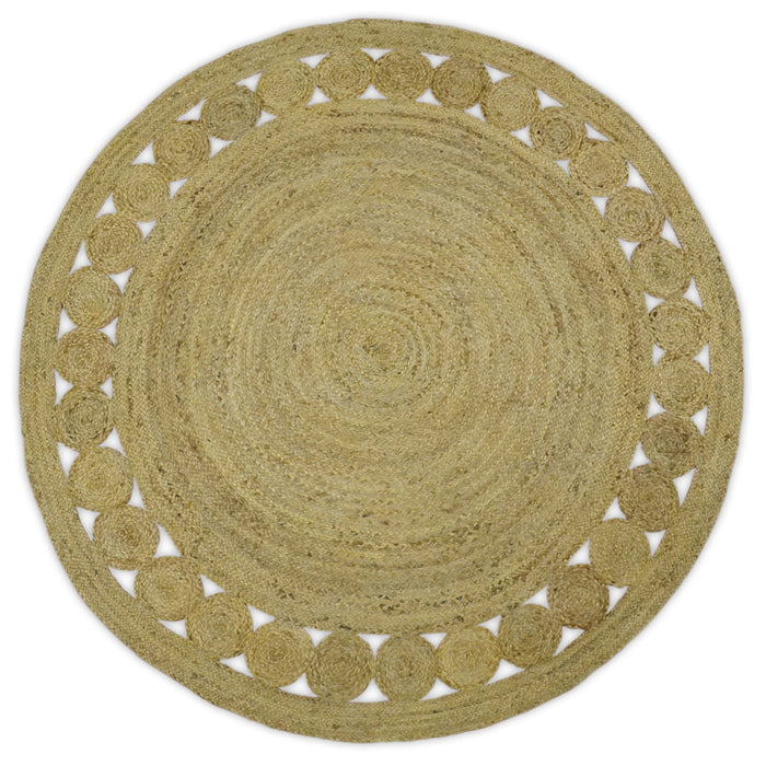 Hand Braided Solid Round natural Brown Jute Sisal Rug | JR13