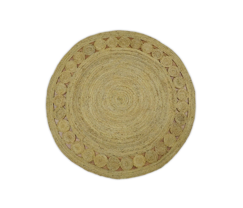 Hand Braided Solid Round natural Brown Jute Sisal Rug | JR13