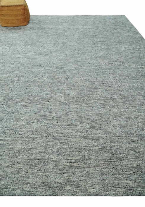 Hand carved Geometrical Design Ivory, Gray and Charcoal Hand knotted wool Area Rug