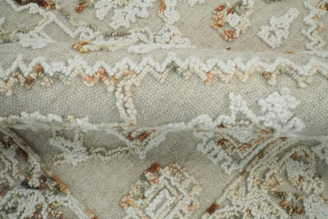 Hand Hooked 5x8 Brown and White Wool Textured Loop Area Rug | GAR3