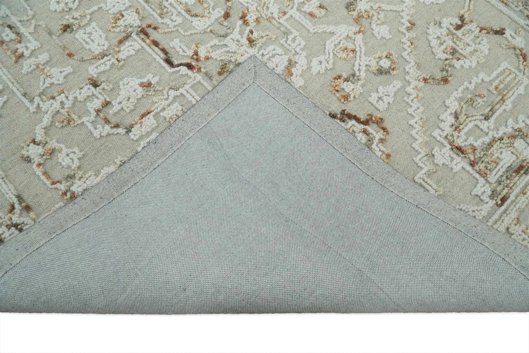 Hand Hooked 5x8 Brown and White Wool Textured Loop Area Rug | GAR3