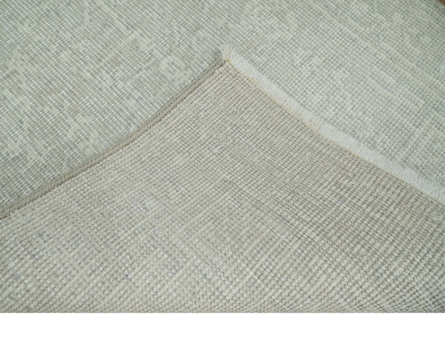 Hand Knotted 2x3 Beige and Ivory Traditional Persian Oushak Wool Rug | N6223