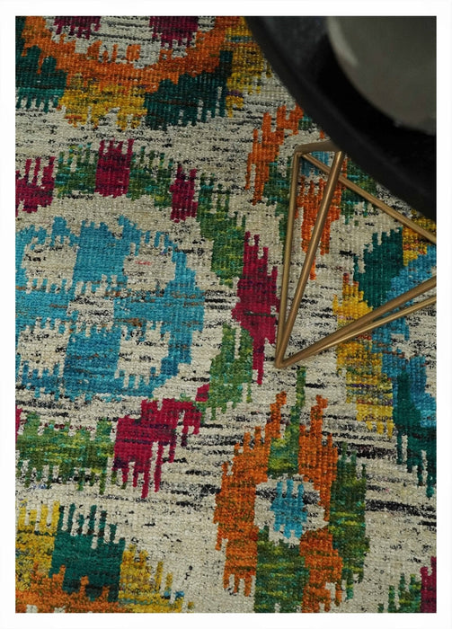 Hand Knotted 4.5x6.5 Multicolor Persian made of Recycled Silk Area Rug | OP66