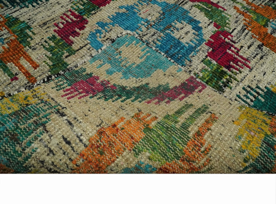 Hand Knotted 4.5x6.5 Multicolor Persian made of Recycled Silk Area Rug | OP66