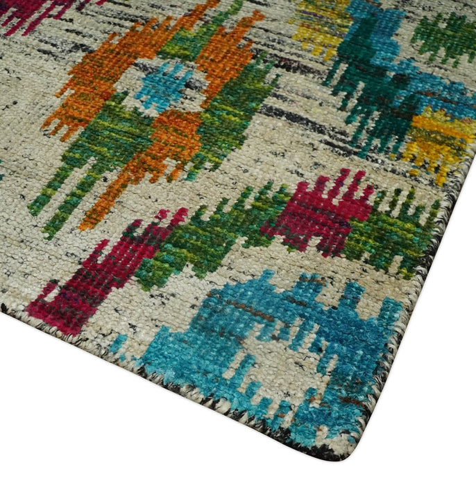 Hand Knotted 4.5x6.5 Multicolor Persian made of Recycled Silk Area Rug | OP66