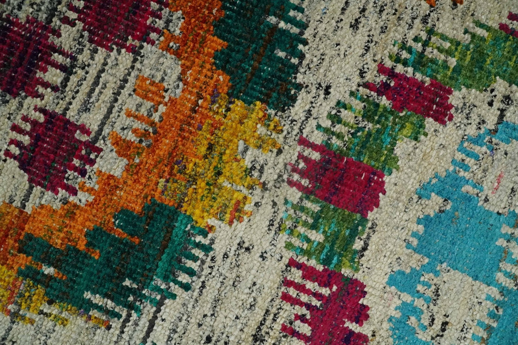 Hand Knotted 4.5x6.5 Multicolor Persian made of Recycled Silk Area Rug | OP66
