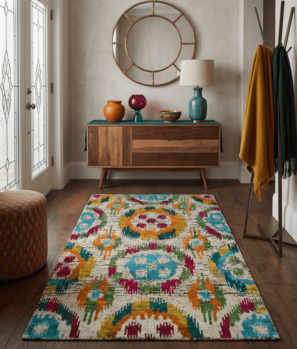 Hand Knotted 4.5x6.5 Multicolor Persian Recycled Silk Area Rug