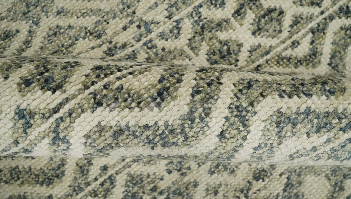 Hand Knotted 4x6 Beige, Camel and Olive Modern Contemporary Southwestern Tribal Trellis Recycled Silk Area Rug | OP59