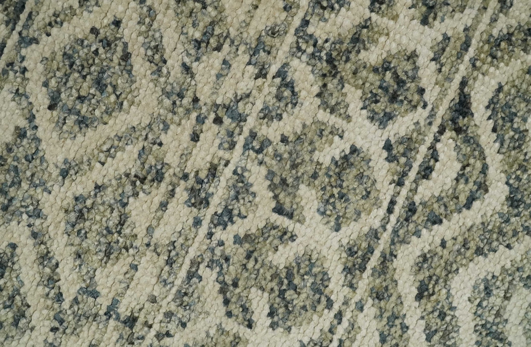 Hand Knotted 4x6 Beige, Camel and Olive Modern Contemporary Southwestern Tribal Trellis Recycled Silk Area Rug | OP59