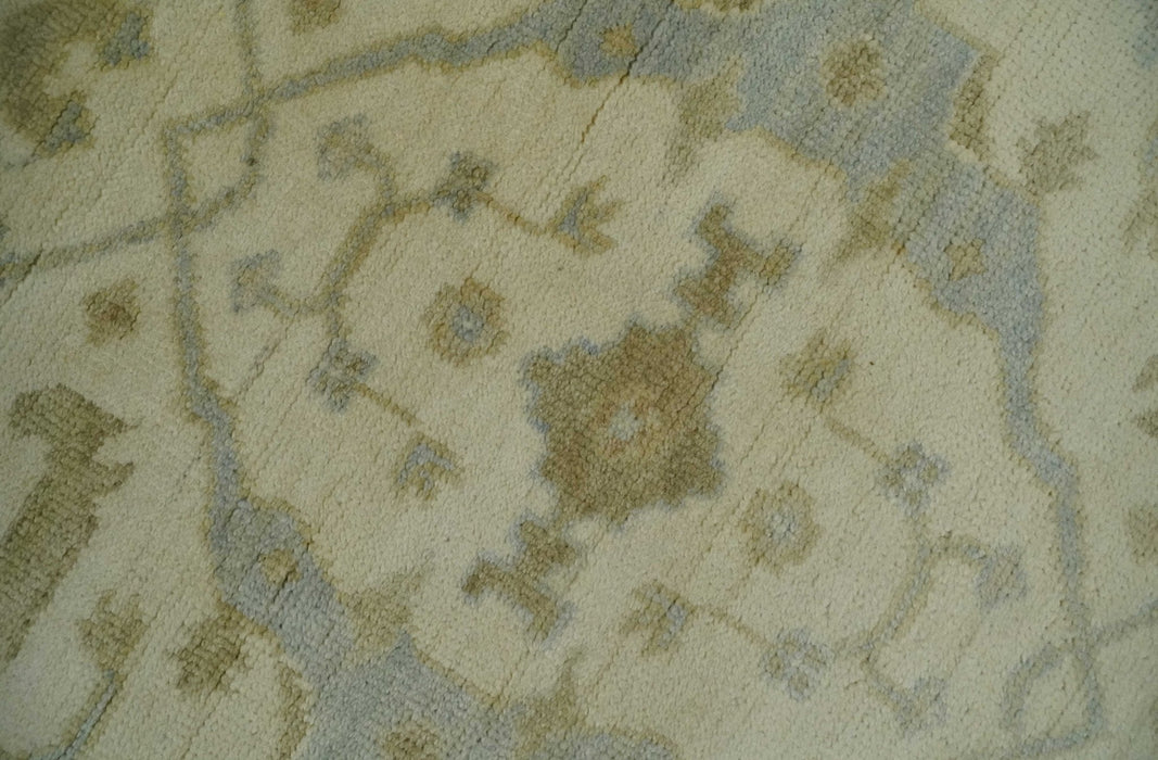 Hand Knotted 4x6 Oriental Oushak Beige an Gray Wool Area Rug, Small Turkish Design Rug | N35146