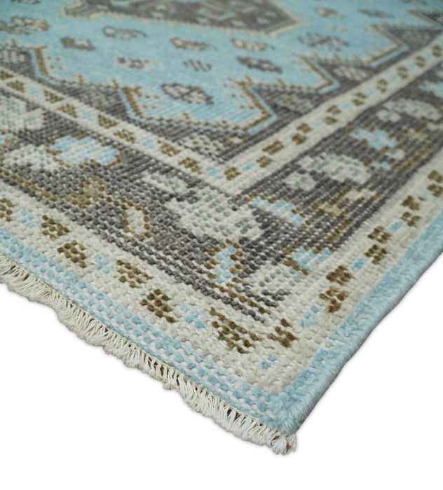 Hand knotted 4x6 Persian Blue and Brown Antique Vintage Wool Area Rug  | TRD242846