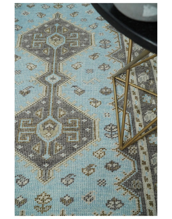 Hand knotted 4x6 Persian Blue and Brown Antique Vintage Wool Area Rug  | TRD242846