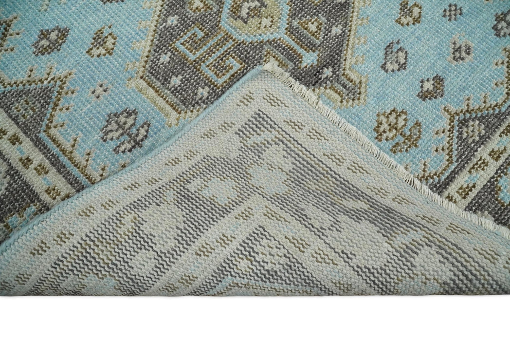 Hand knotted 4x6 Persian Blue and Brown Antique Vintage Wool Area Rug  | TRD242846