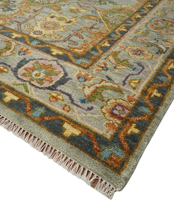 Hand knotted Silver, Rust and Gray Traditional Oushak Custom Made wool Rug