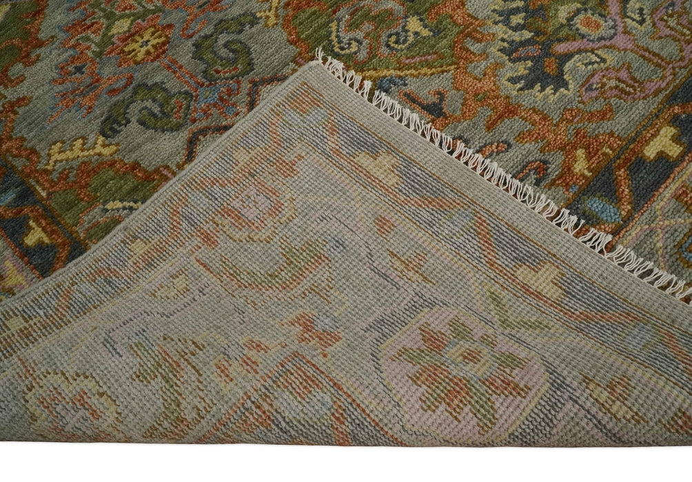 Hand knotted Silver, Rust and Gray Traditional Oushak Custom Made wool Rug