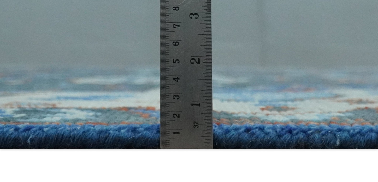 Hand Knotted Teal, Blue and Ivory Traditional Oriental Oushak Multi Size Wool Area Rug