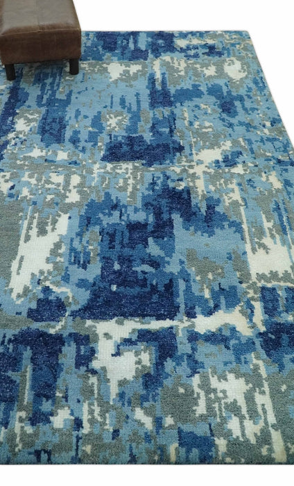5x8 Modern Abstract Hand Knotted Wool Area Rug