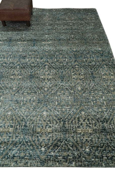 Hand Knotted 5x8 Brown, Teal and Ivory Antique Persian Style Contemporary Bamboo Silk Area Rug | OP100