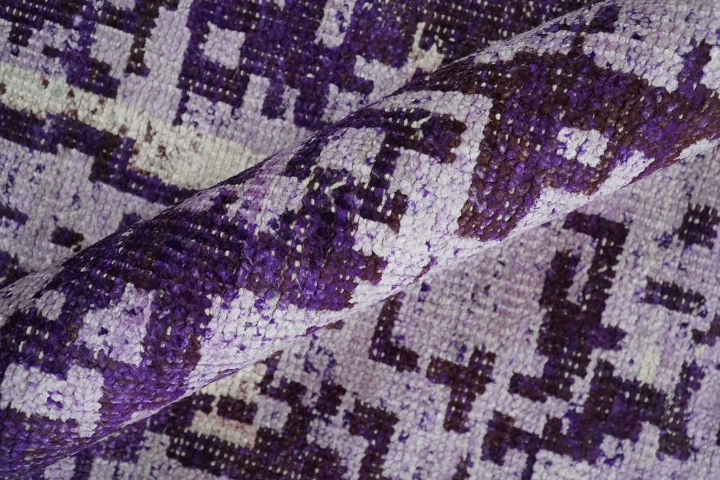Hand Knotted 5x8 Purple, Violet and Ivory Modern Abstract Contemporary Recycled Silk Area Rug | OP131