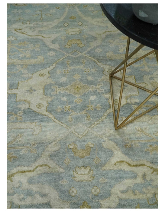 Hand Knotted 6x9 Oriental Oushak Turkish Style Silver and Beige Wool Area Rug