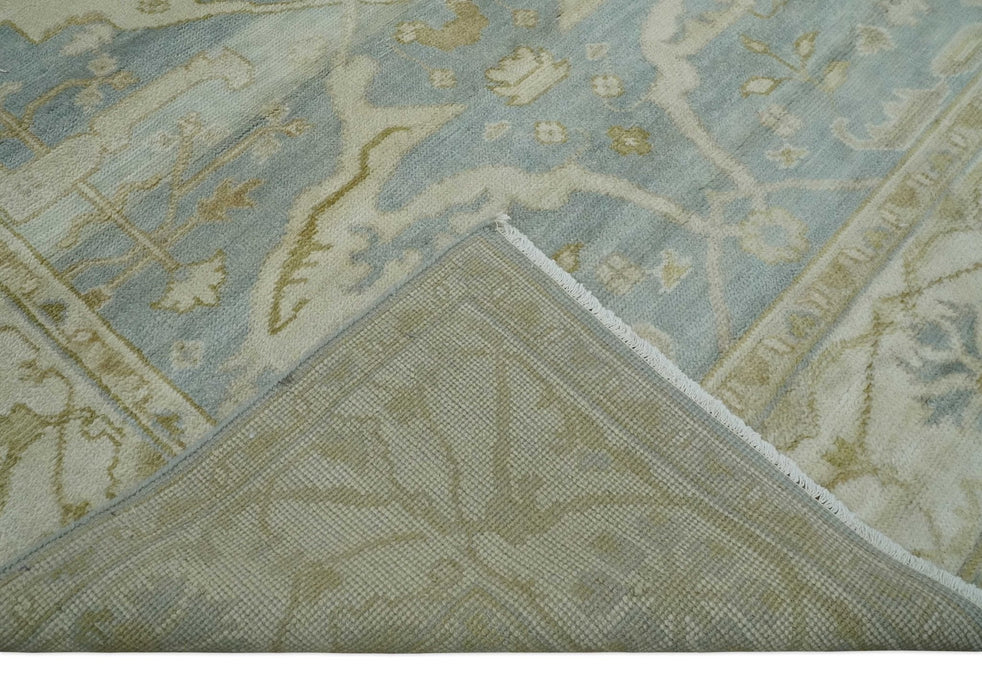 Hand Knotted 6x9 Oriental Oushak Turkish Style Silver and Beige Wool Area Rug