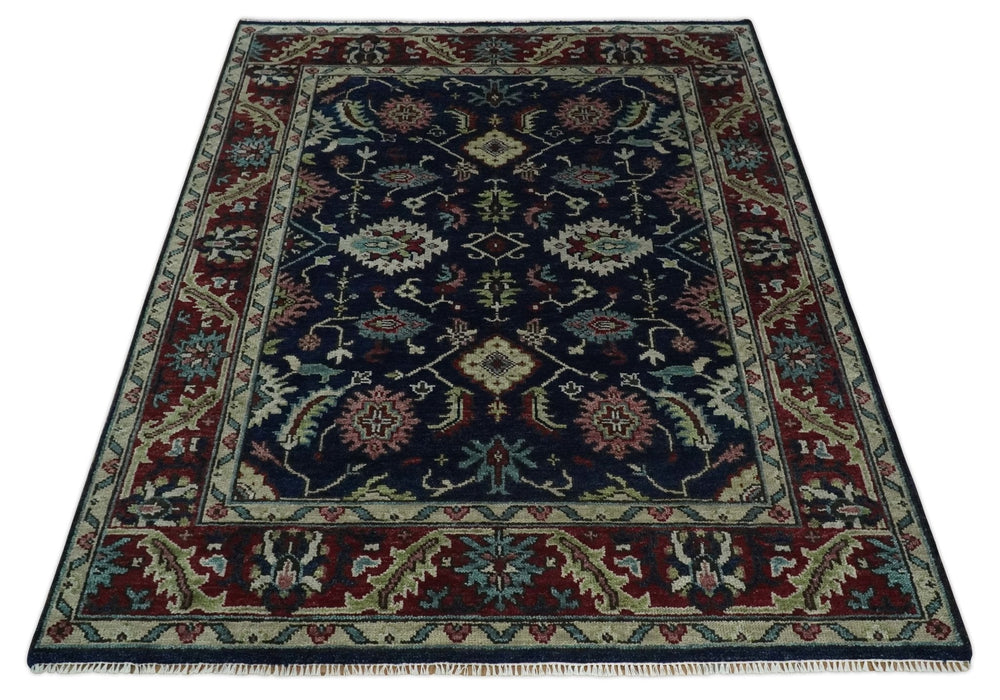 Antique look Hand Knotted Black, Rust and Beige Traditional oriental Oushak Multi Size Wool Area Rug