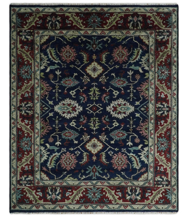 Antique look Hand Knotted Black, Rust and Beige Traditional oriental Oushak Multi Size Wool Area Rug