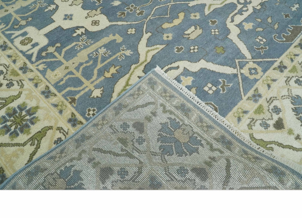 Hand Knotted 8x10 Antique Style Oriental Oushak Gray, Ivory and Beige Wool Area Rug